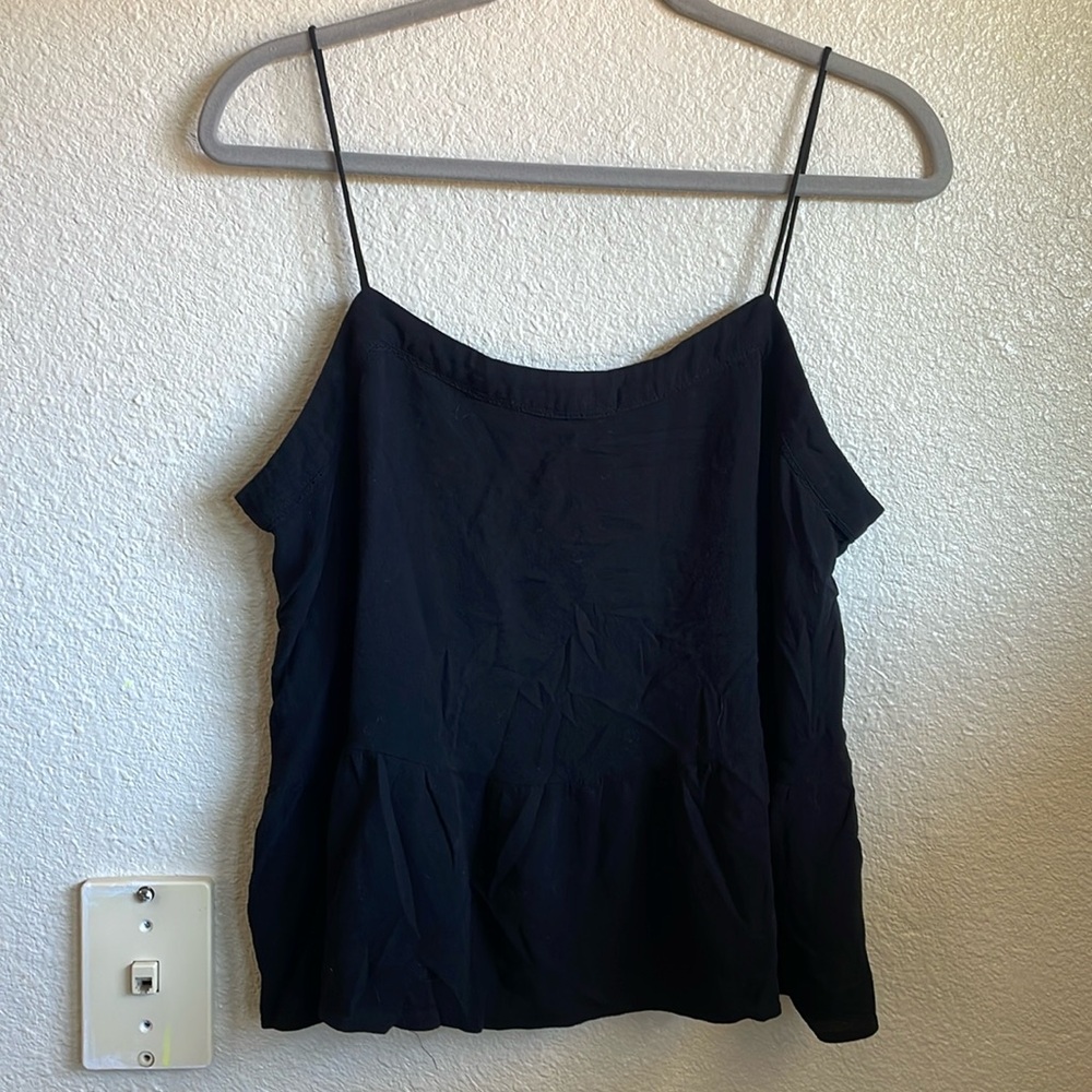 Loft black spaghetti strap peplum blouse